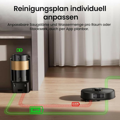 Proscenic Saugroboter mit Absaugstation, 10.000 Pa, KI- & LiDAR-Navigation, 3-in-1 Reinigung