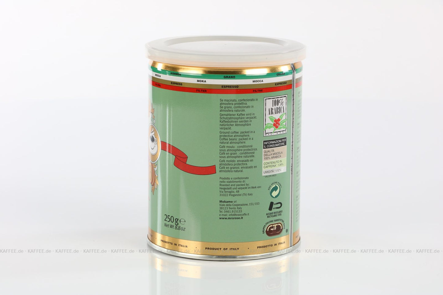 Mrs. Rose Caffé Moka gemahlener Kaffee 250 g Dose