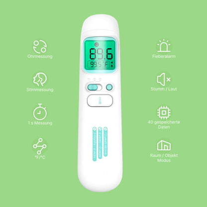OhutTimo-Direct Infrarot-Thermometer für Stirn und Ohr mit Fieberalarm