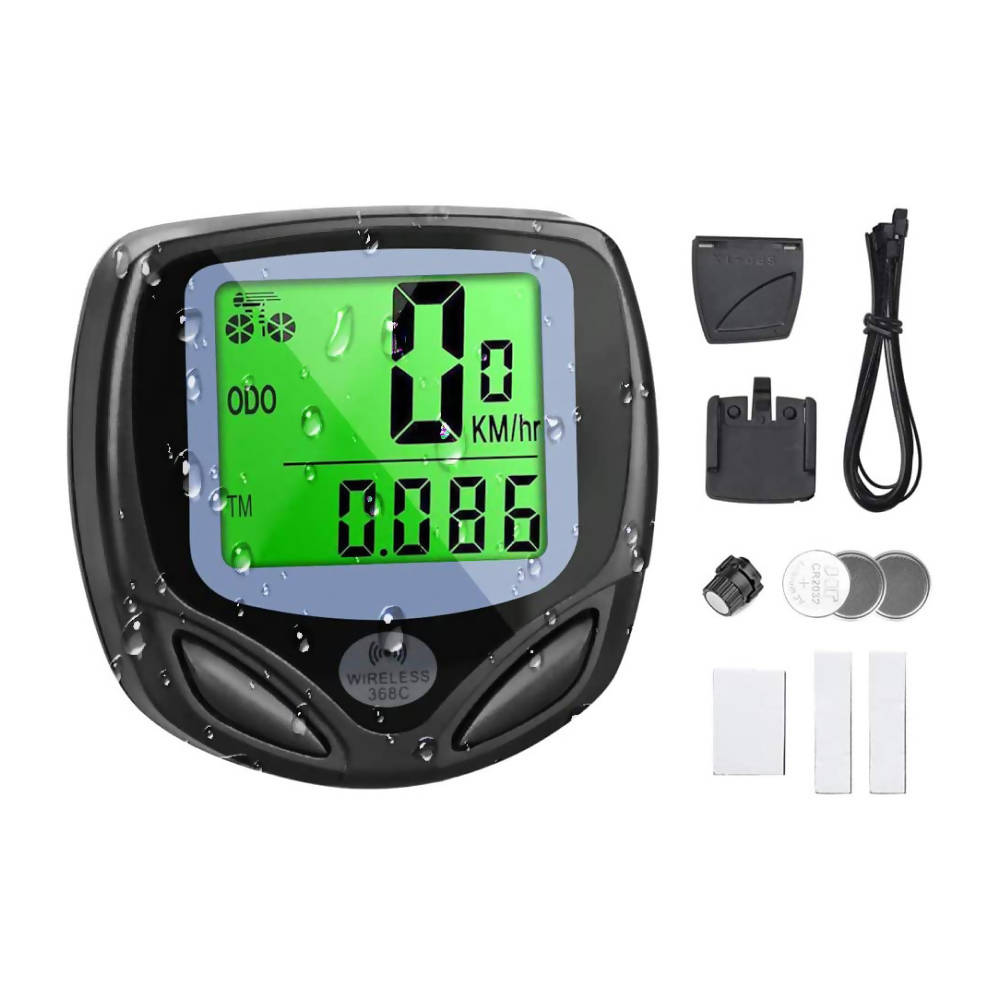 Fahrradtacho (kabellos) mit LCD-Display, 16 Funktionen, IP54 & Hintergrundbeleuchtung