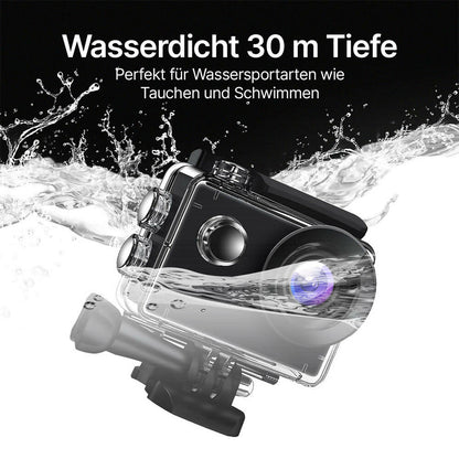 4K Action-Kamera mit WiFi, 2 Zoll Touchscreen & 30 m Unterwassergehäuse (Schwarz)