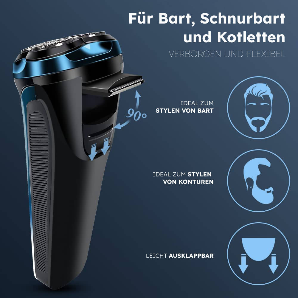 AmurheyDirect elektrischer Herrenrasierer mit Pop-up-Trimmer, Nass- und Trockenrasur, 99 Min. Laufzeit