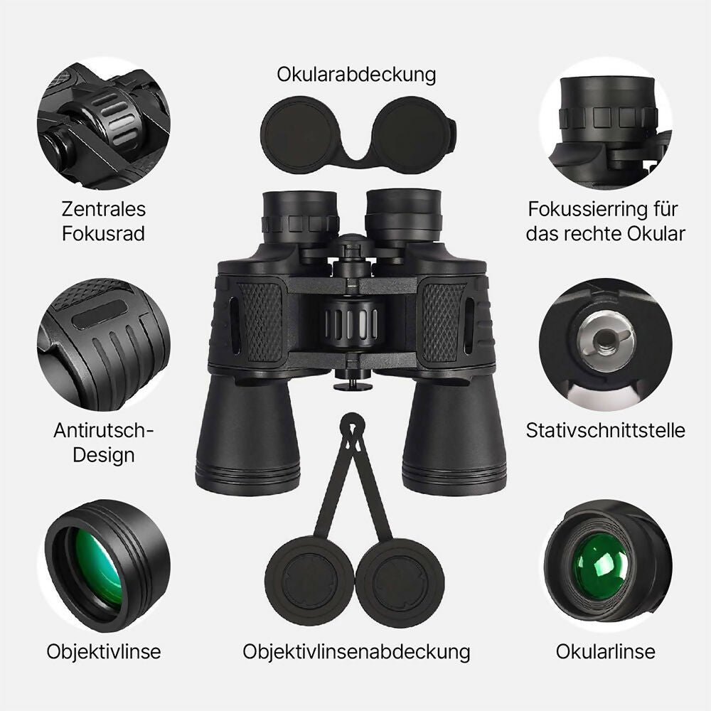 20x50 Kompakt-Fernglas (Tag & Dämmerung), wasserdicht, BAK4