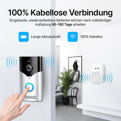 Türklingel mit 4MP Kamera, Nachtsicht, PIR, Zwei-Wege-Audio, Akku, 2,4-GHz-WLAN