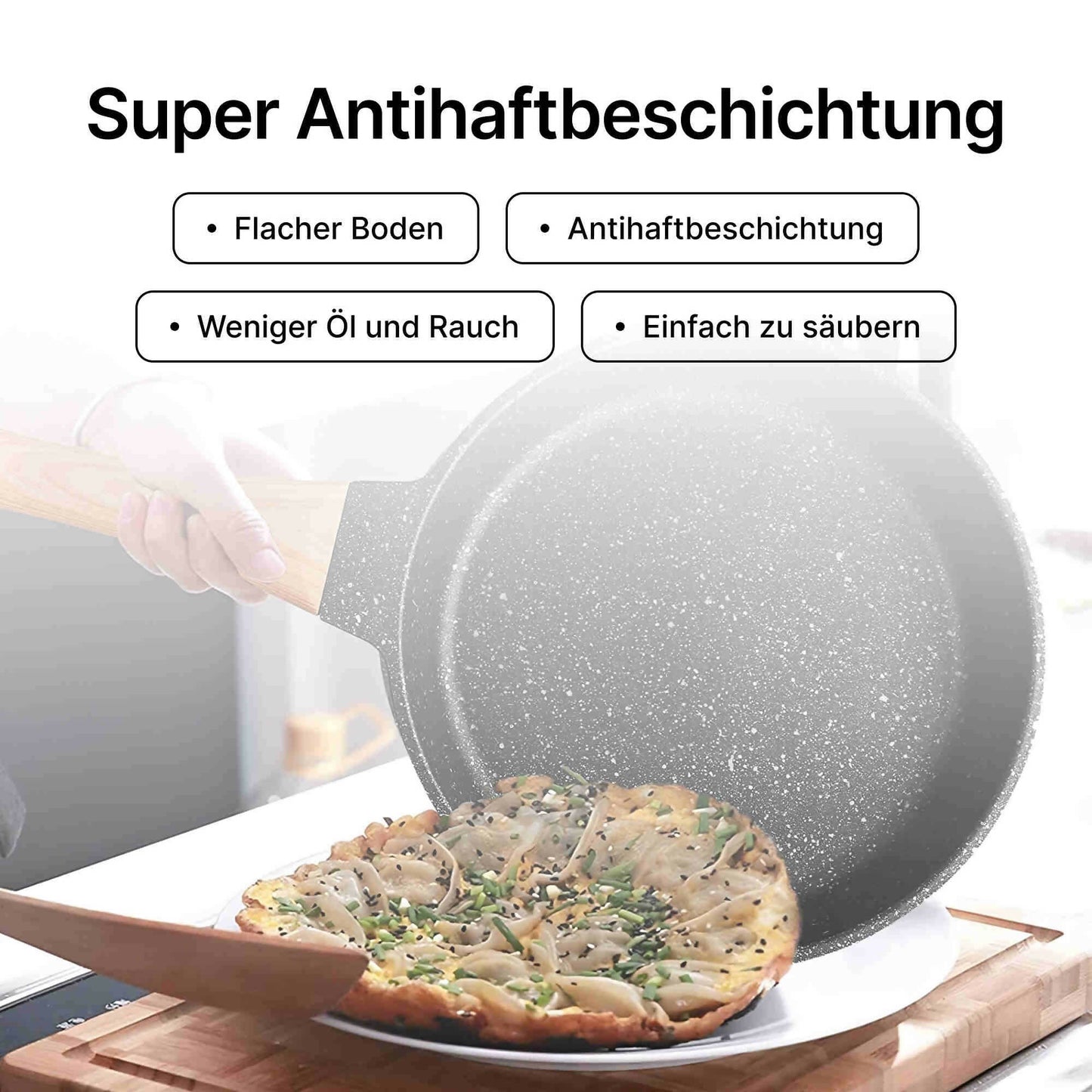 Fesha Store Bratpfanne 28 cm mit Antihaftbeschichtung, für Induktion, Gas und Keramik
