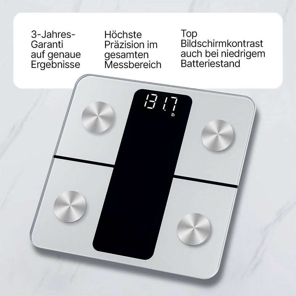 Vitafit Körperfettwaage 13 Körperwerte mit App, 180 kg, Silber