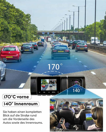Dashcam Autokamera 1080p mit 32GB SD-Karte, 310 Grad Weitwinkel