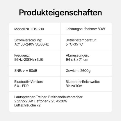 Leadsign Electronics Bluetooth Soundbar mit Subwoofer und HDMI