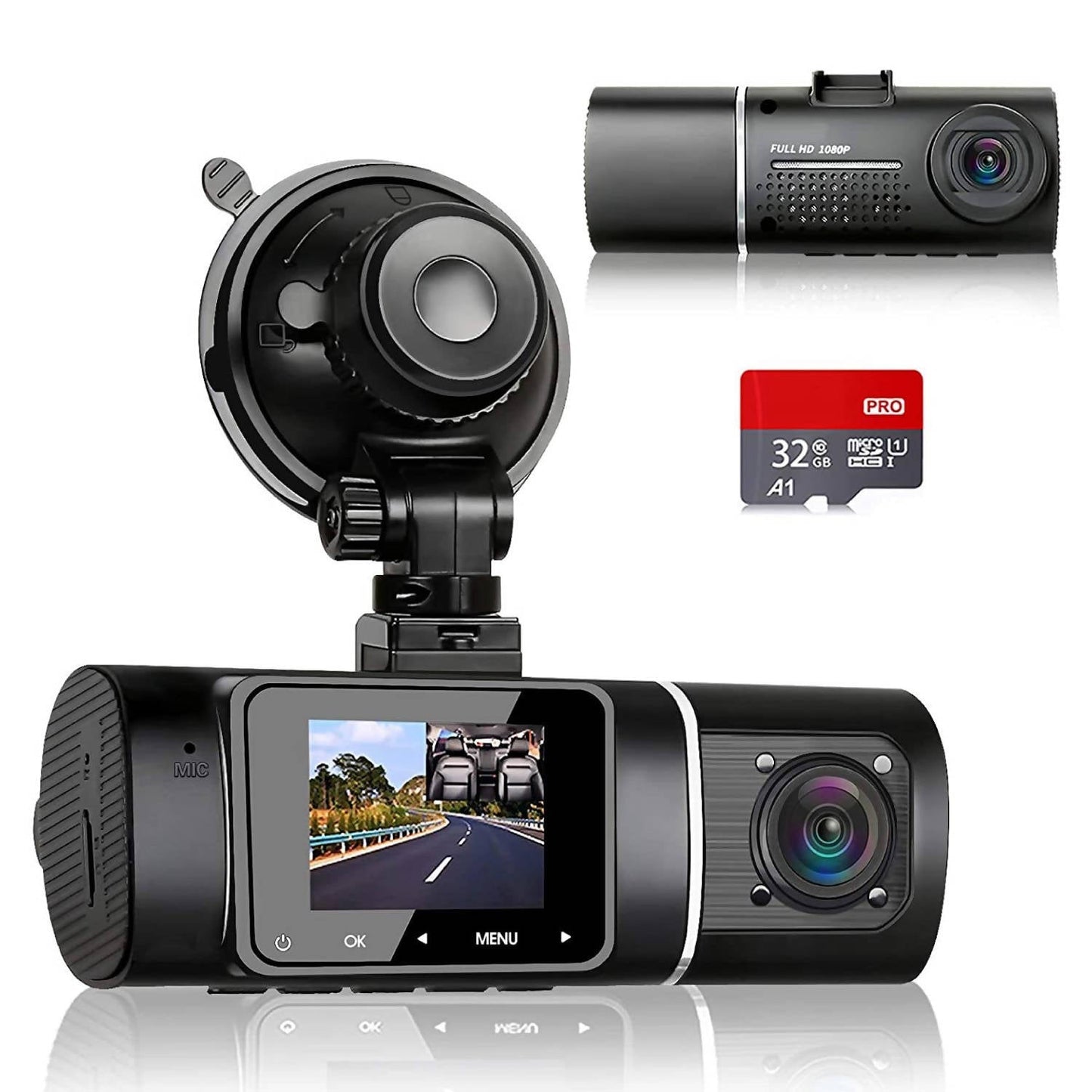 Dashcam Autokamera 1080p mit 32GB SD-Karte, 310 Grad Weitwinkel