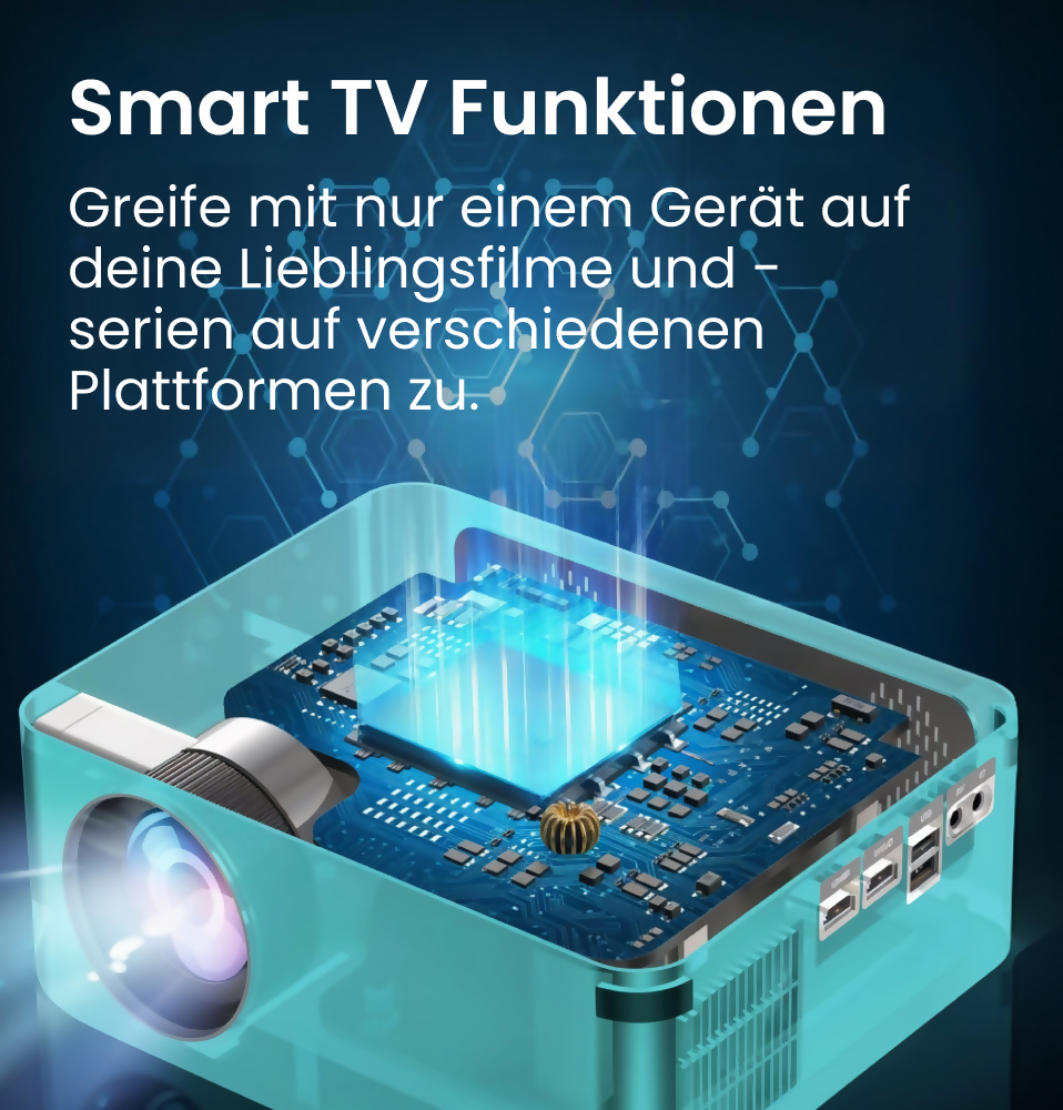 Smart Beamer 1080P mit 4K/8K Support, 5G WiFi & Bluetooth (Weiß)