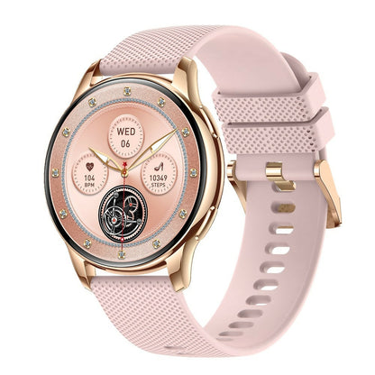 ssitech Damen Smartwatch W Pro Gold-Rosa mit Silikonarmband