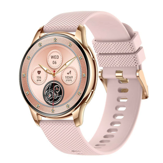 ssitech Damen Smartwatch W Pro Gold-Rosa mit Silikonarmband