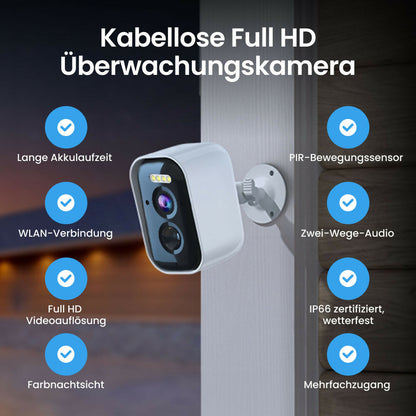 Kabellose Full HD Überwachungskamera mit Farbnachtsicht