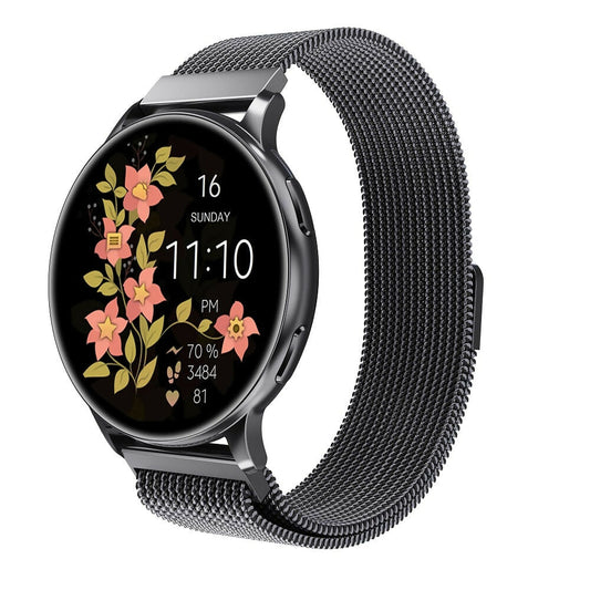 ssitech Damen-Smartwatch W Pro Schwarz mit Edelstahlarmband