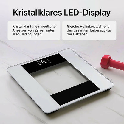 Vitafit Digitale Personenwaage 180 kg mit LED & Step-On (Silber)