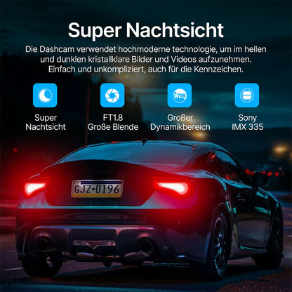 Dual-Dashcam Pro Full-HD (1080P) mit Nachtsicht und Parkueberwachung (1x)