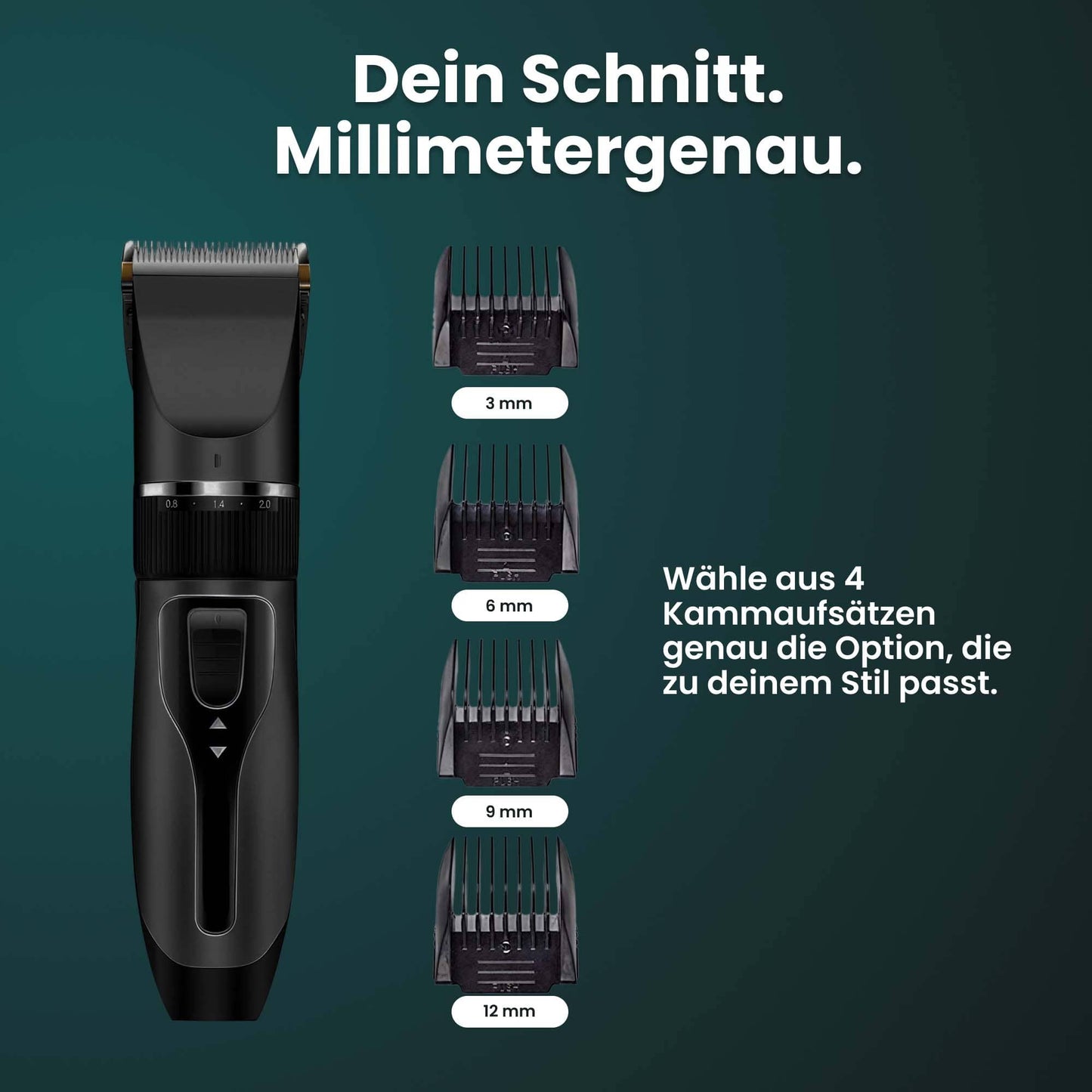 ssitech Haarschneidemaschine mit Barttrimmer, USB-Ladung, Titan-Klinge, Silber