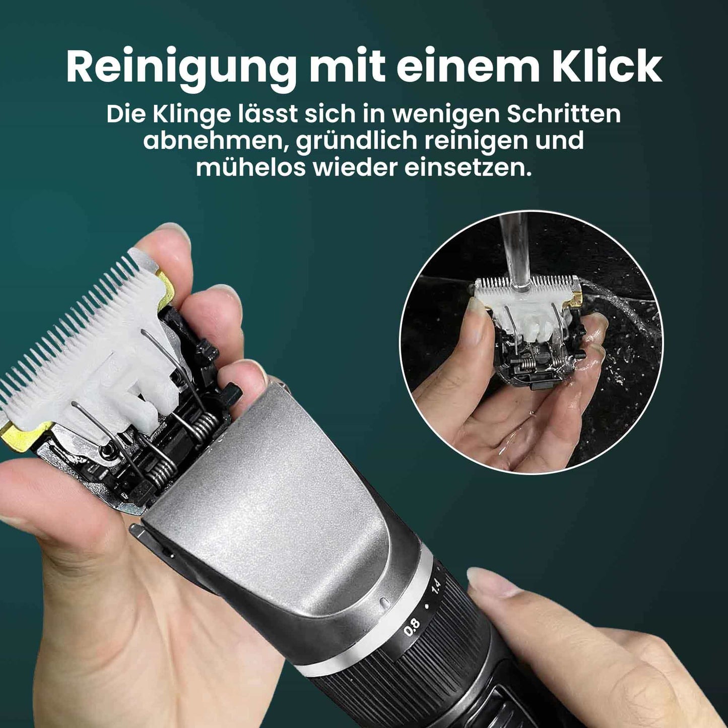 ssitech Haarschneidemaschine mit Barttrimmer, USB-Ladung, Titan-Klinge, Silber