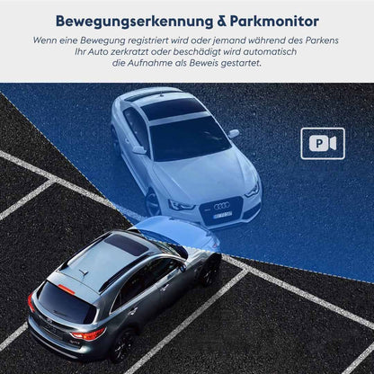 Dashcam mit 32 GB Karte, 4 Zoll Display, Full HD, 170 Grad Weitwinkel (Silber)