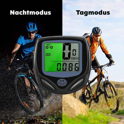 Fahrradtacho (kabellos) mit LCD-Display, 16 Funktionen, IP54 & Hintergrundbeleuchtung