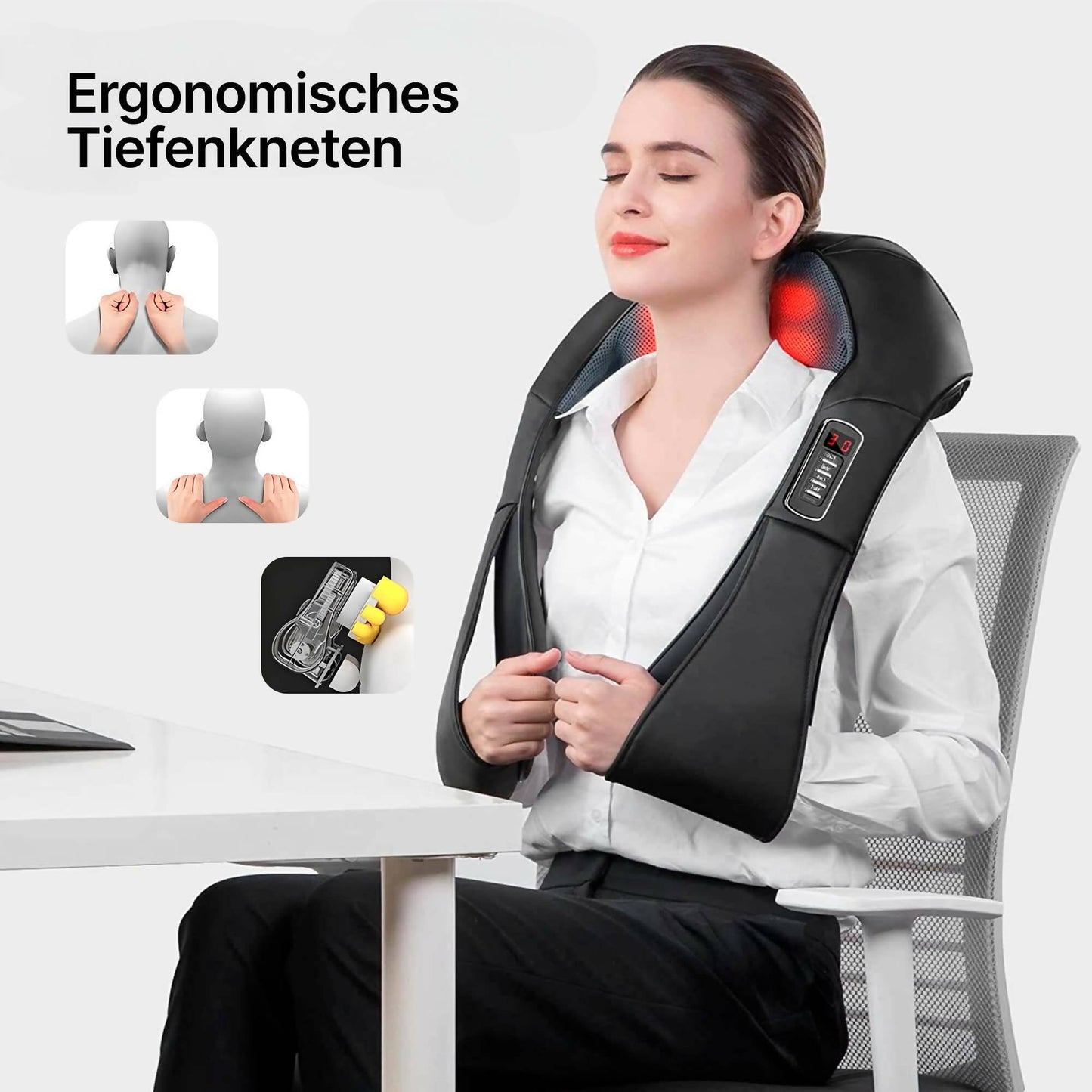 Elektrisches Nackenmassagegerät mit Wärmefunktion (Schwarz)
