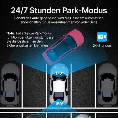 Dual-Dashcam Pro Full-HD (1080P) mit Nachtsicht und Parkueberwachung (1x)