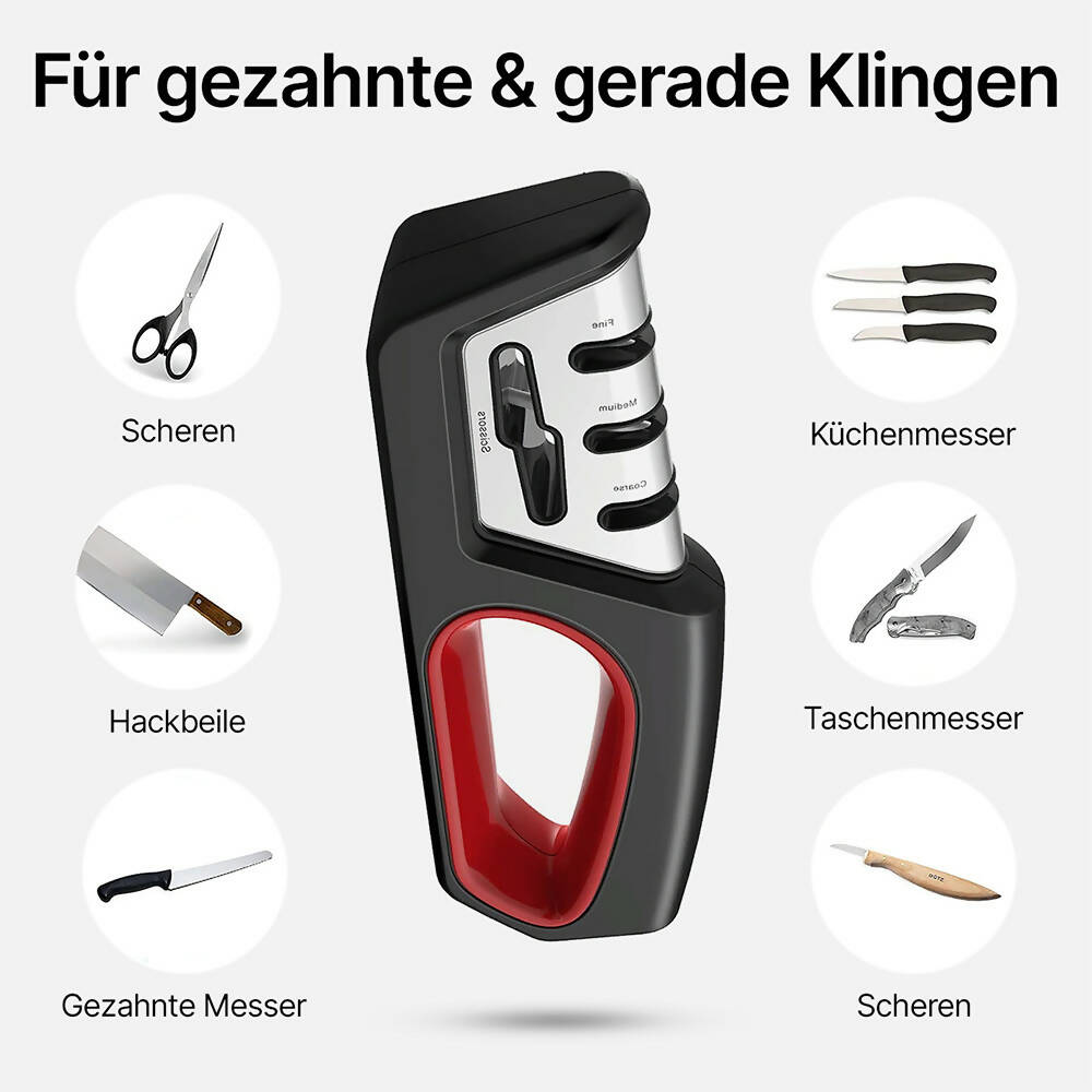 Profi Messerschärfer 3-Stufen mit Scherenfunktion (schwarz)