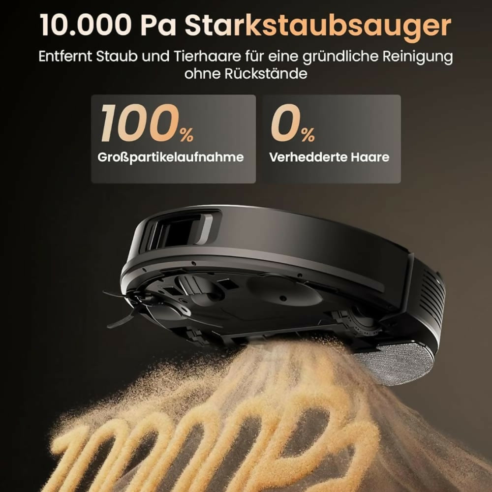 Proscenic Saugroboter mit Absaugstation, 10.000 Pa, KI- & LiDAR-Navigation, 3-in-1 Reinigung