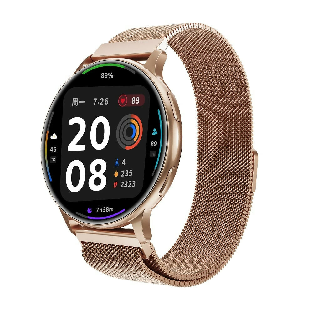 ssitech Damen Smartwatch W Pro Gold-Rosa mit Silikonarmband