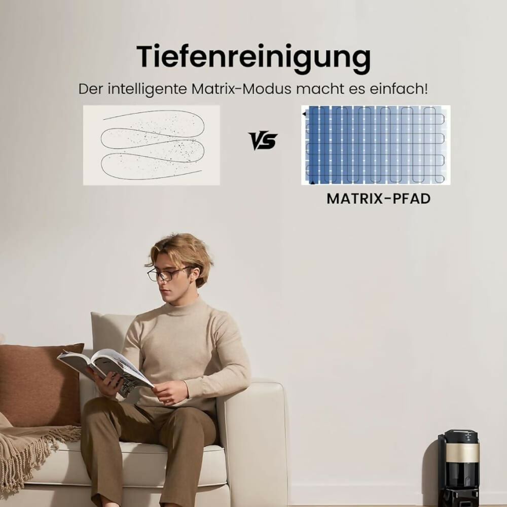 Proscenic Saugroboter mit Absaugstation, 10.000 Pa, KI- & LiDAR-Navigation, 3-in-1 Reinigung