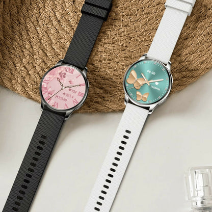 ssitech Damen Smartwatch W Pro Gold-Rosa mit Silikonarmband