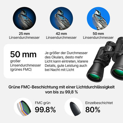 20x50 Kompakt-Fernglas (Tag & Dämmerung), wasserdicht, BAK4