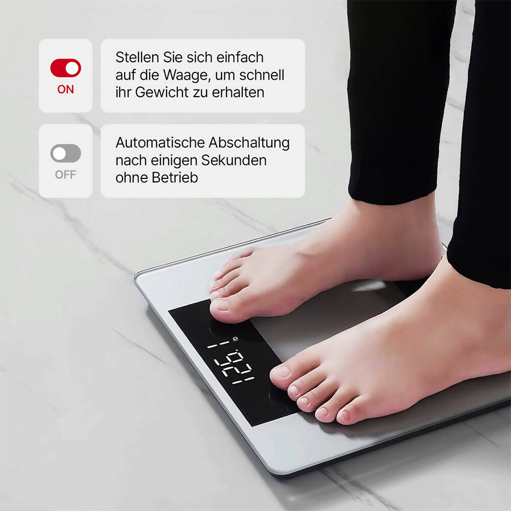Vitafit Digitale Personenwaage 180 kg mit LED & Step-On (Silber)