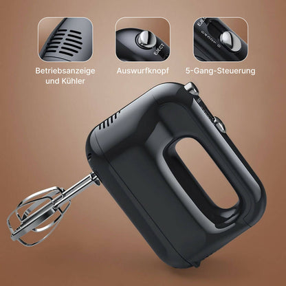 Homlee-EU Handmixer mit 5 Stufen, Turbo-Funktion und 300 Watt