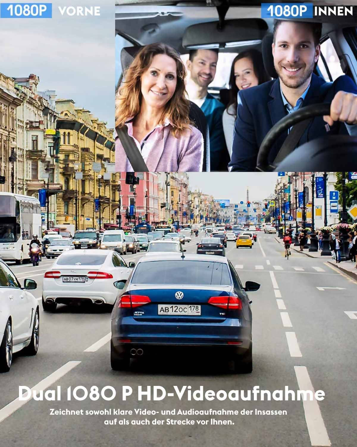 Dashcam Autokamera 1080p mit 32GB SD-Karte, 310 Grad Weitwinkel
