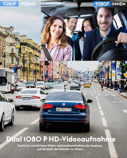 Dashcam Autokamera 1080p mit 32GB SD-Karte, 310 Grad Weitwinkel