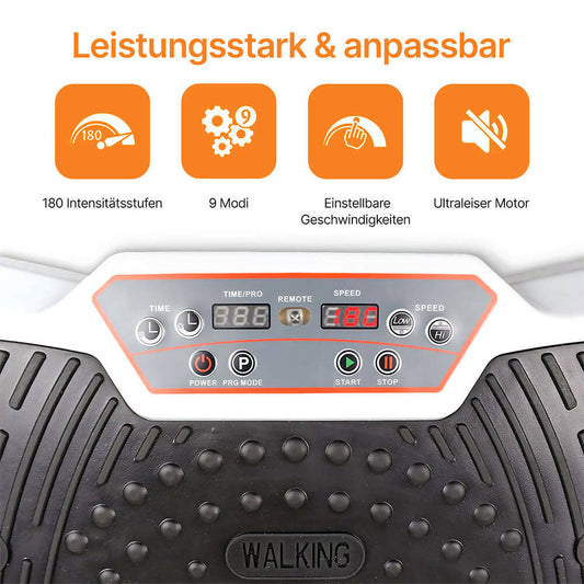Vibrationsplatte mit 12 Programmen und 99 Intensitätsstufen für effizientes Training / Fitnessplatte