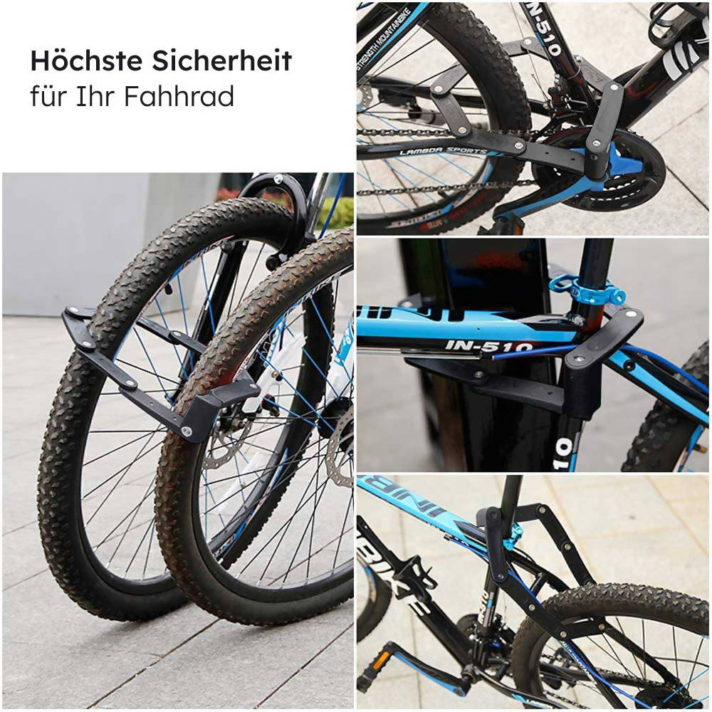 Faltbares Fahrrad-Faltschloss aus Stahl mit Halterung und 2 Schlüsseln (1x)