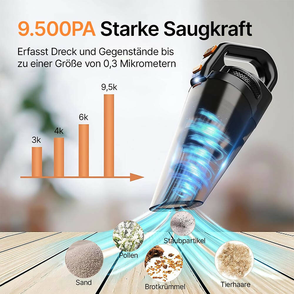 Morrione Akku-Handstaubsauger für Nass & Trocken mit LED-Licht