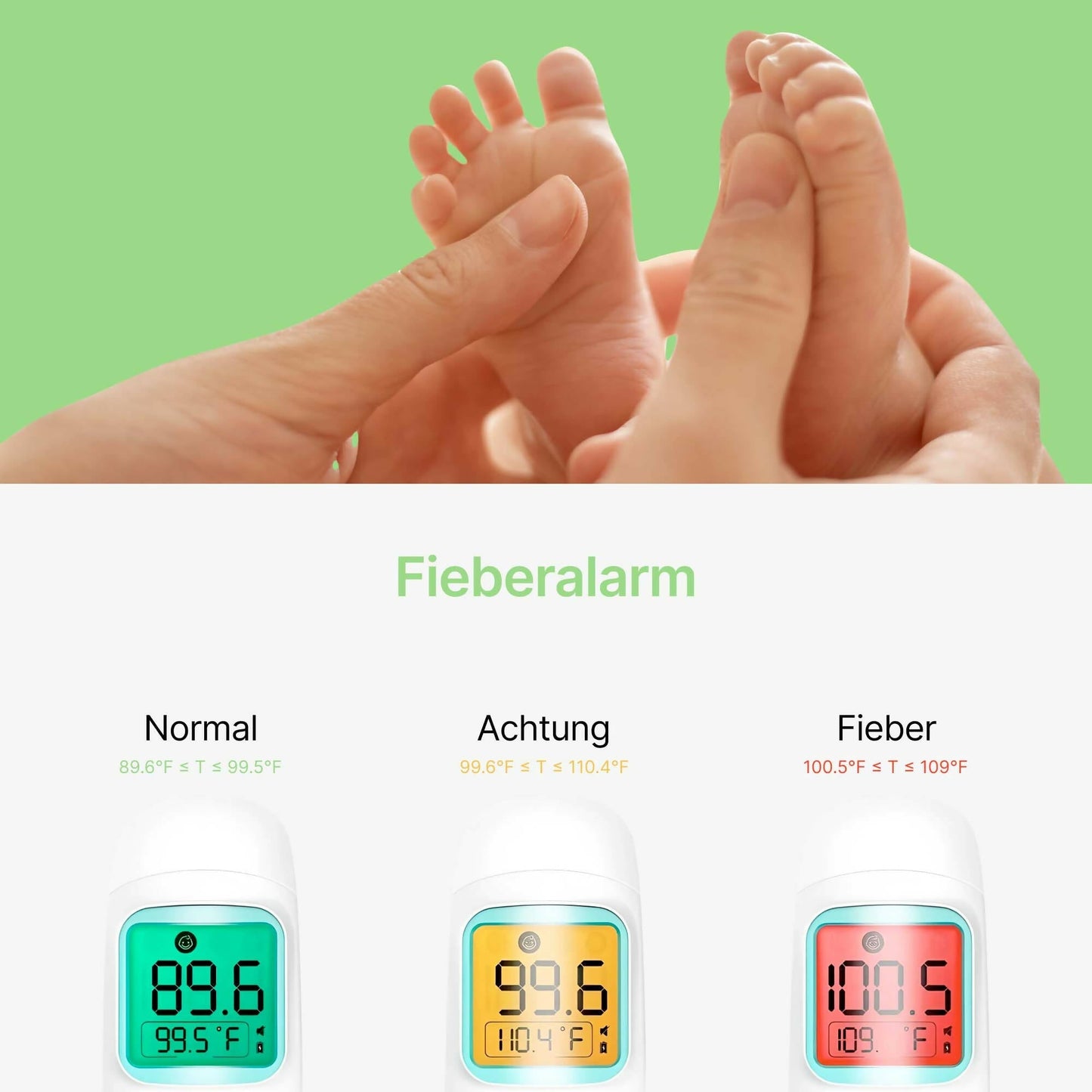 OhutTimo-Direct Infrarot-Thermometer für Stirn und Ohr mit Fieberalarm