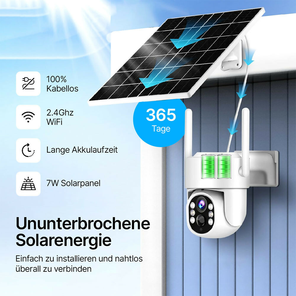 AUKTECH Außen-Überwachungskamera Solar 360° 2.5K Farbnachtsicht IP66 (Weiß)