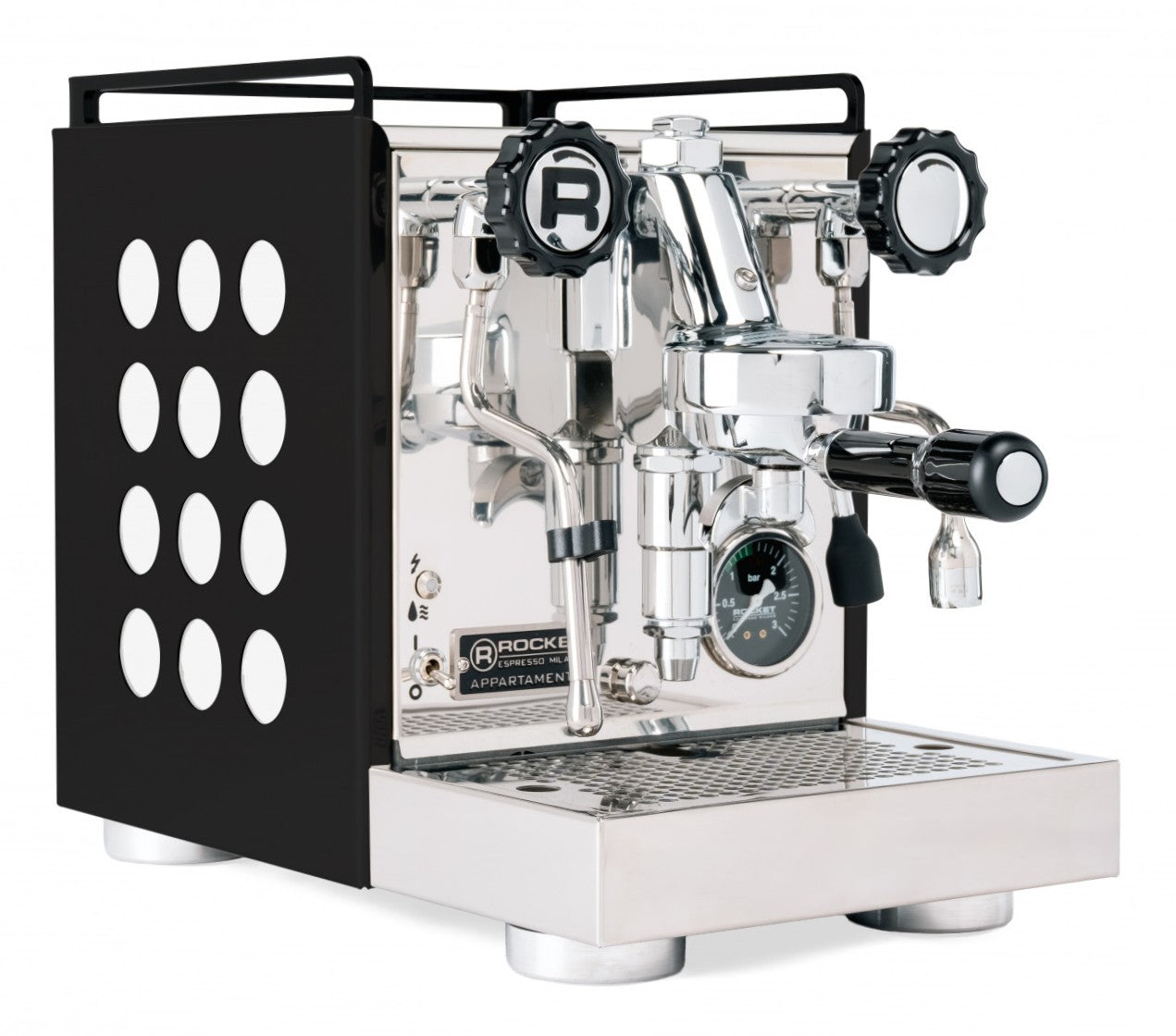 Rocket Appartamento NERO 2.0 Siebtraegermaschine Schwarz Weiss