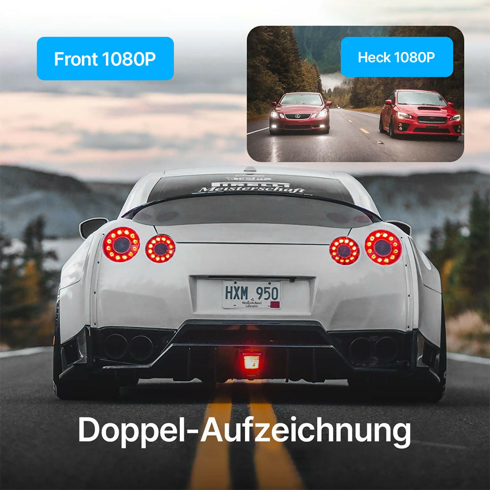 Dual-Dashcam Pro Full-HD (1080P) mit Nachtsicht und Parkueberwachung (1x)