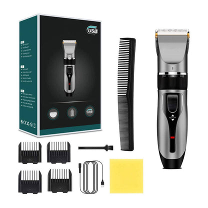 ssitech Haarschneidemaschine mit Barttrimmer, USB-Ladung, Titan-Klinge, Silber
