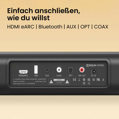 Soundbar und Subwoofer mit Dolby Atmos
