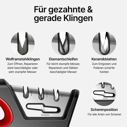 Profi Messerschärfer 3-Stufen mit Scherenfunktion (schwarz)